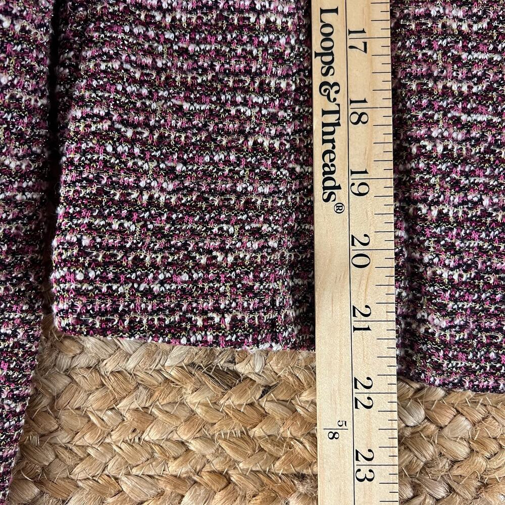 Vintage Y2K Purple Boucle Jacket L Metallic Blazer Cropped Sparkle Flower Pin - Picture 10 of 12